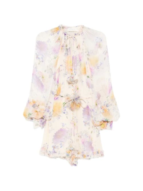 Floral Print Playsuit — Cream