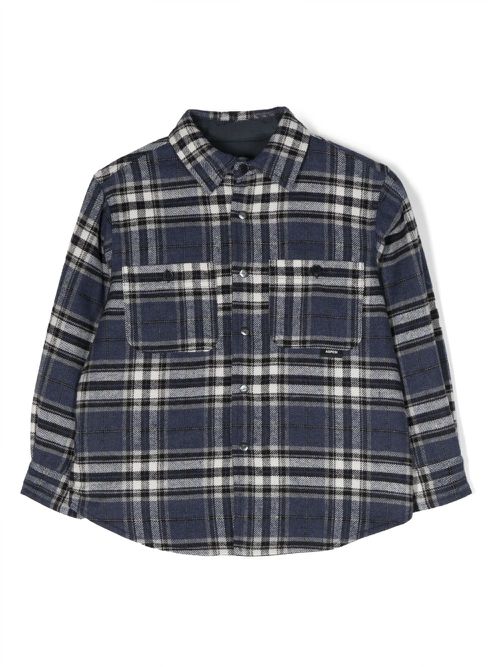 Plaid-check pattern shirt jacket - Blue