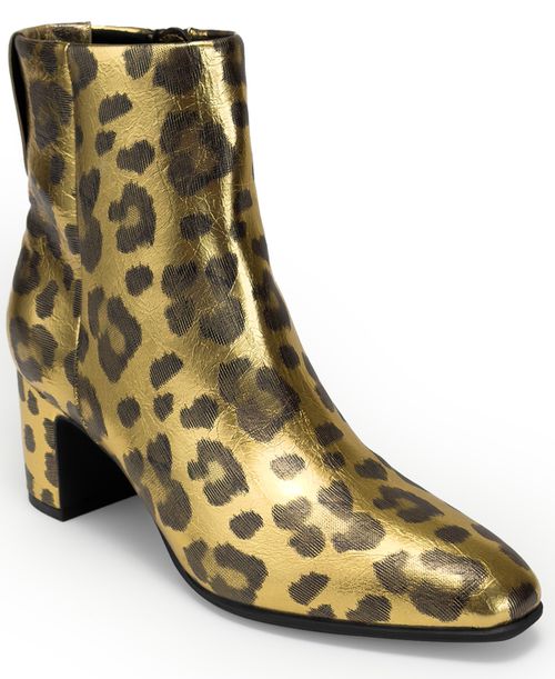 Women's Magnus Zipper Booties - Gold Leopard Faux Leather