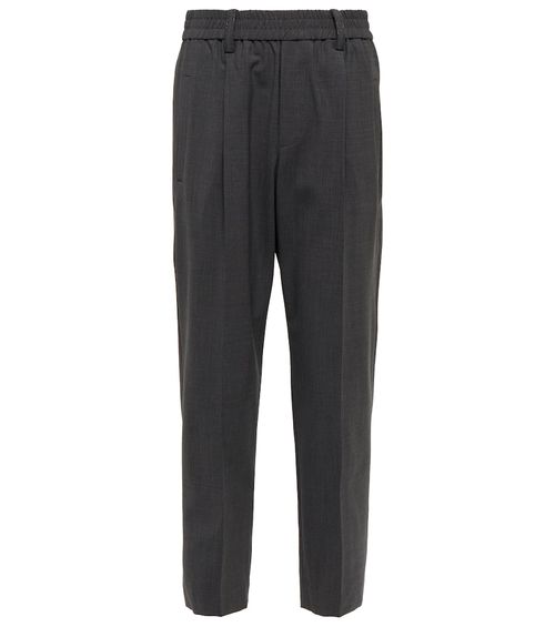 High-rise tapered wool-blend pants
