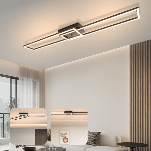TEMU Led Ceiling Light Living Room Ceiling Lamp - Modern Living Room Lamp Large Black 2 Frame Bedroom Lamp 32w 3000k Warm White Kitchen Lamp