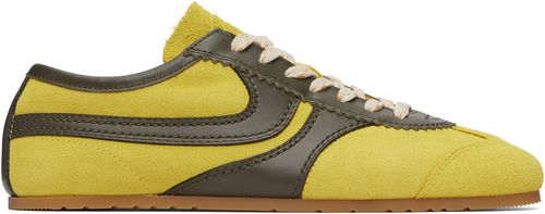 Yellow & Khaki Suede Sneakers