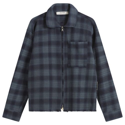 Men's Plaid Zipped Overshirt in Black