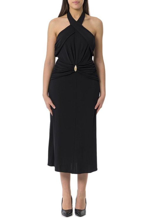 Crossover Gathered Sleeveless Dress