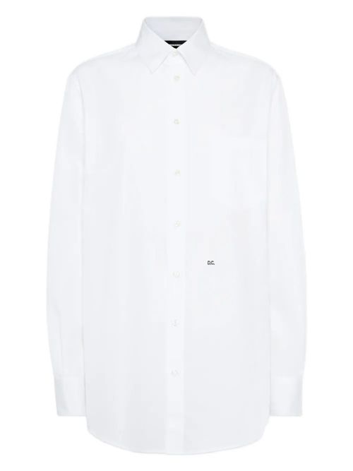 White Classic Collar Logo Shirt