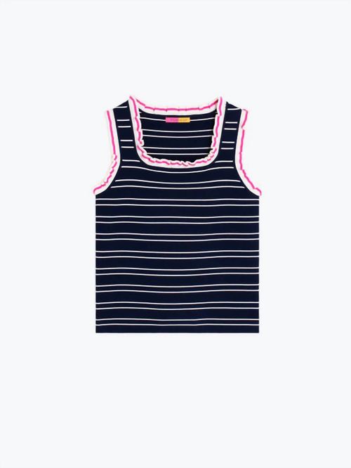 Women's Striped Punch Top In Navy Blue