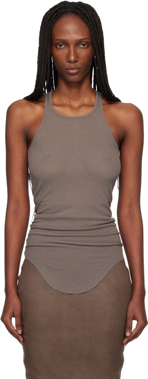 Gray Temple Basic Rib Tank Top