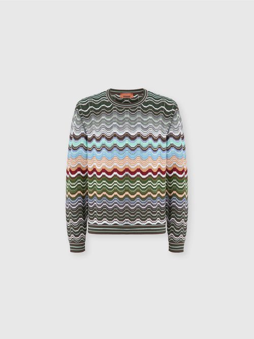 Missoni - Crew-neck cotton and viscose chevron pullover with Greek motif, Men, Multicoloured
