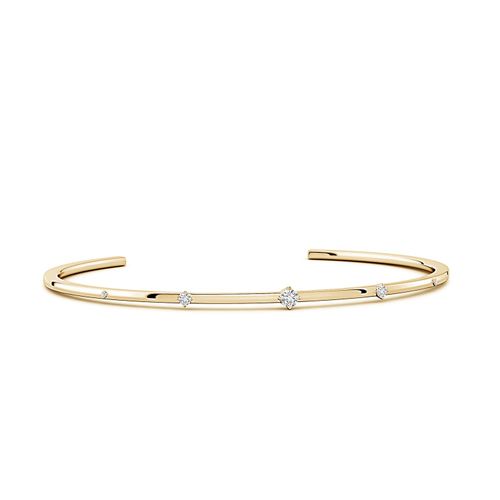 Angara 3 MM Five-Stone Round Diamond Station Cuff Bracelet in 14K Yellow Gold