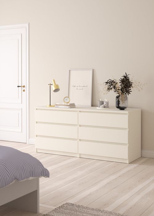 Tvilum Scottsdale 61" 6 Drawer Double Dresser, White Woodgrain