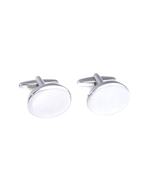 Rhodium Plated Oval Cufflinks