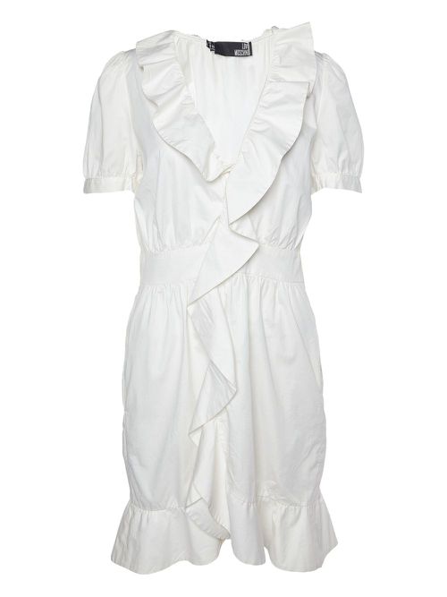 Pre-owned ruffled short-sleeve mini dress - White