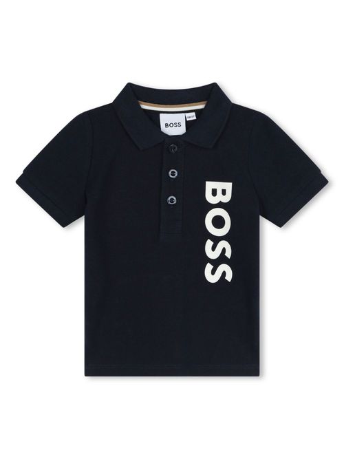 Logo-print cotton polo shirt - Blue