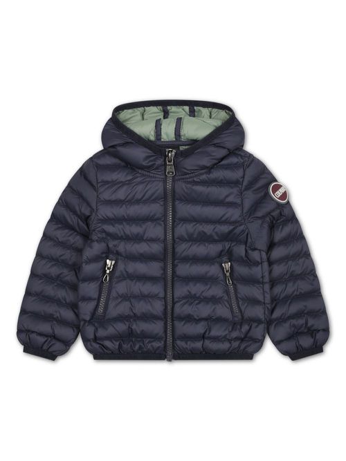 Logo-badge quilted jacket - Blue