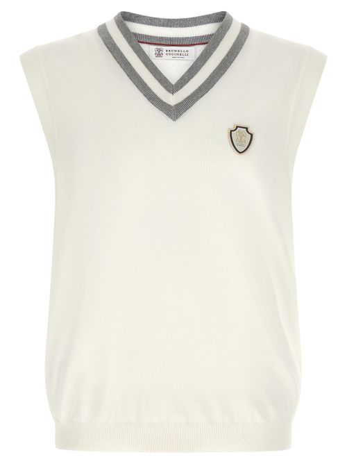 V-Neck Cotton Knit Tank Top — White