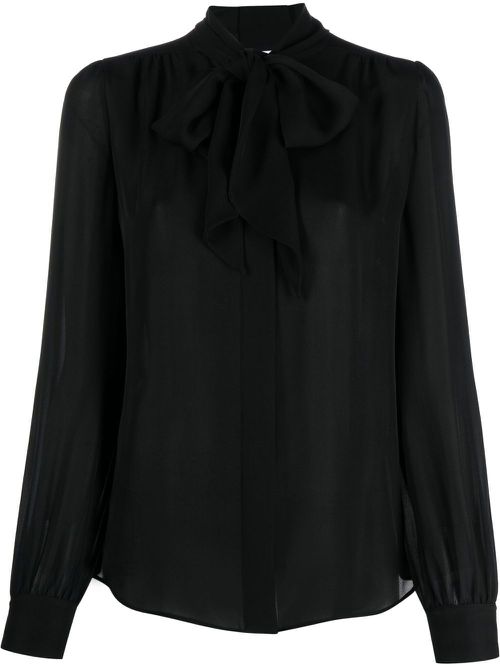 Pussy-bow silk shirt - Black