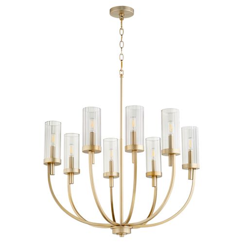Ladin 8-Light Chandelier in Aged Brass w with Smoke Fluted Gla