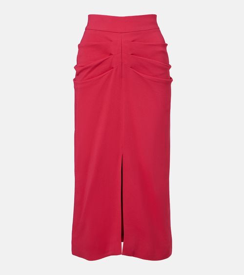 Gathered crêpe pencil skirt