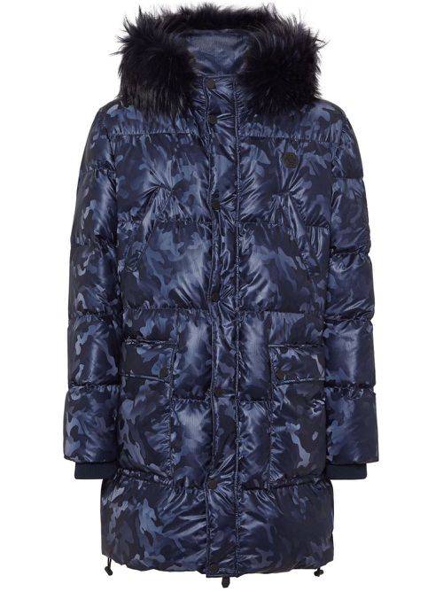 Ccamouflage-print padded parka coat - Blue
