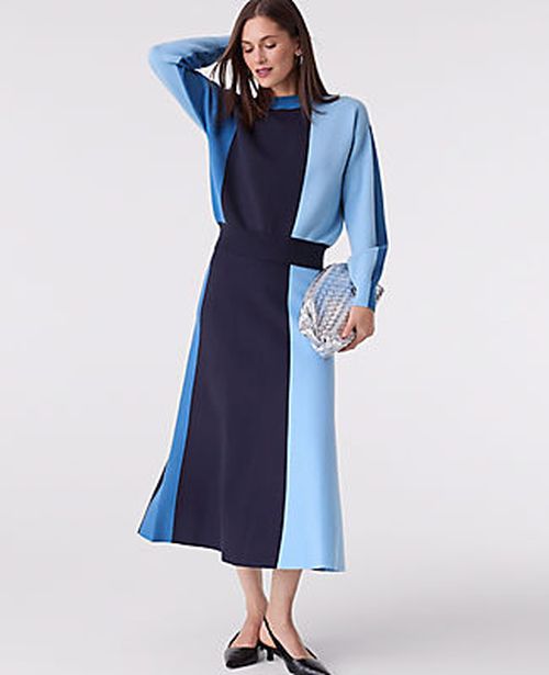 Ann Taylor Petite Colorblock Sweater Skirt