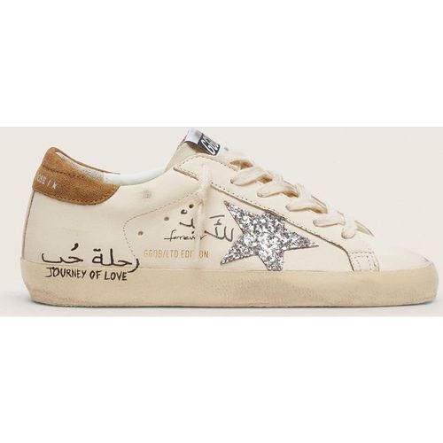 Golden Goose - Women’s Super-star In Nappa With Silver Glitter Star And All-over Lettering, Woman