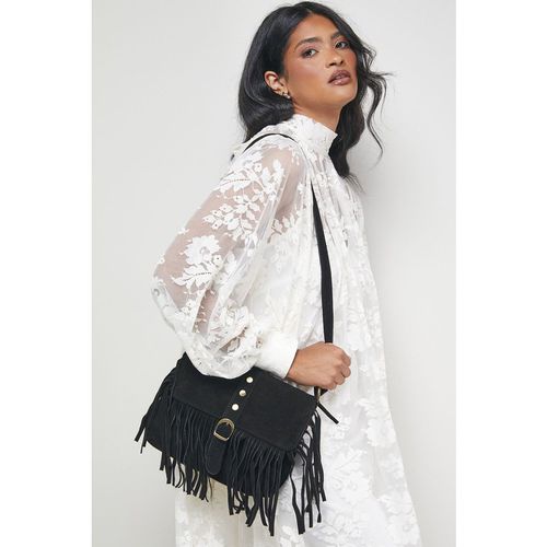 Faith: Solindra Suede Stud Detail Tassel Cross Body Bag