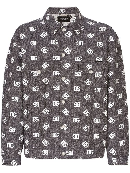 DG logo jacquard denim jacket - Grey