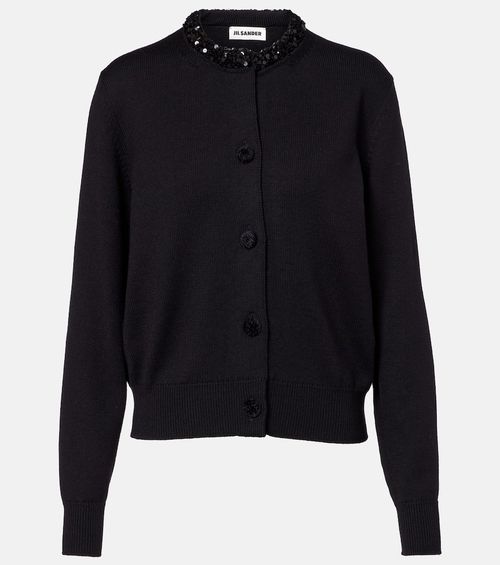 Sequined virgin wool cardigan