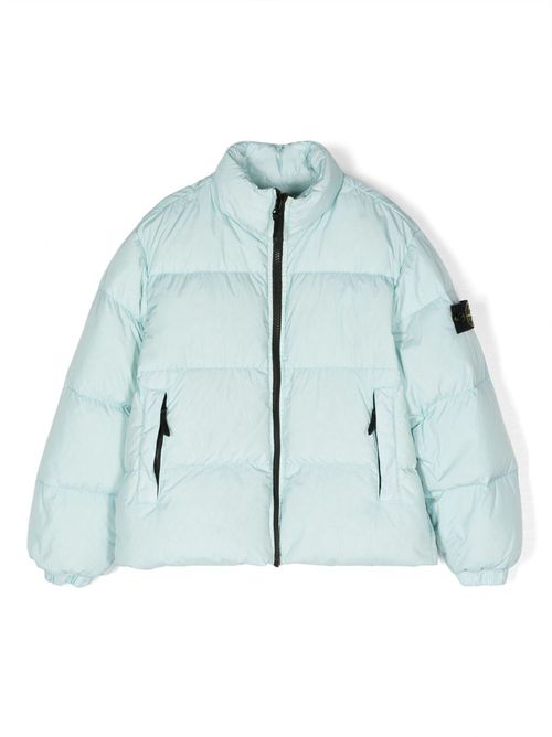 Compass-motif padded down jacket - Blue