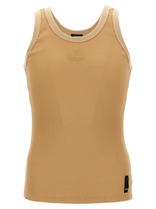 Beige Crest Tank Top