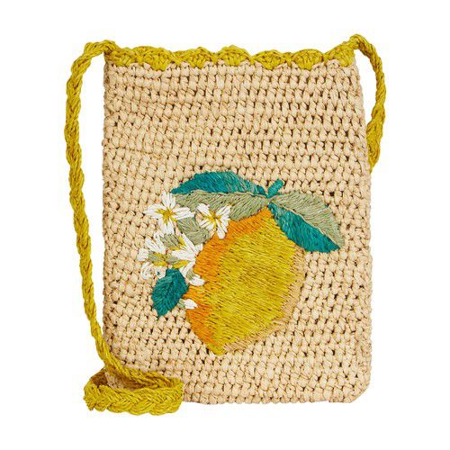 Raffia embroidered Phone Clutch Bag
