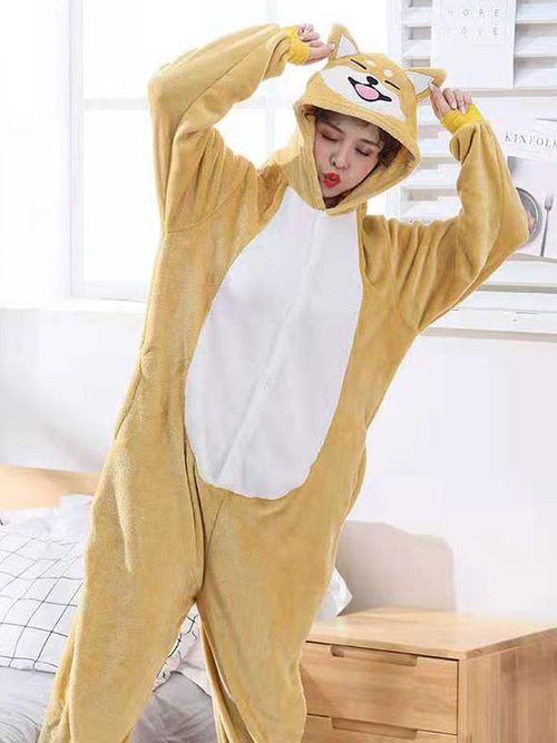 Onesie Pajamas Kigurumi For Kids Polyester Yellow Shiba Dogs Doge Pajamas Costume