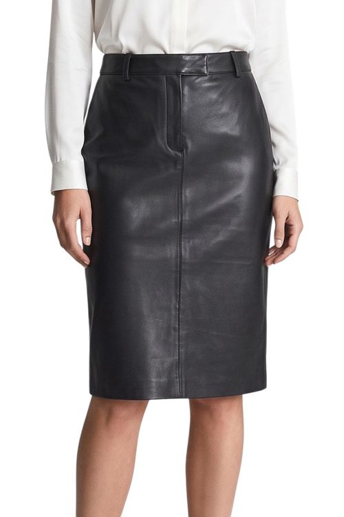 Black Solid Midi Skirt
