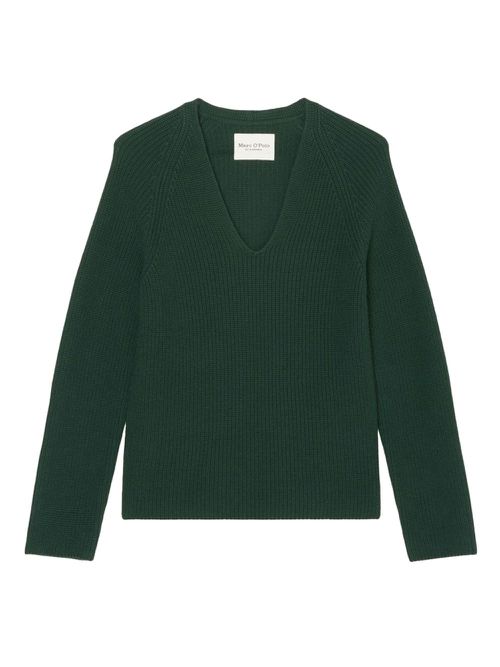 Ribbed V-neck sweater - Green