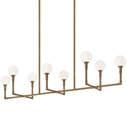 Aged Gold Brass Eight Light Chandelier from the Candlestix Collection
