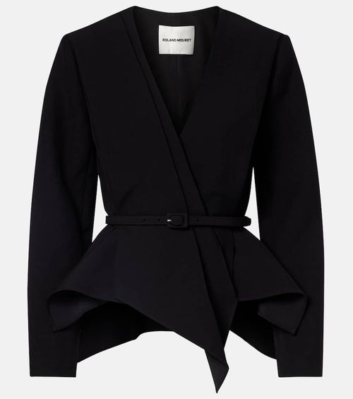 Asymmetric draped crêpe blazer