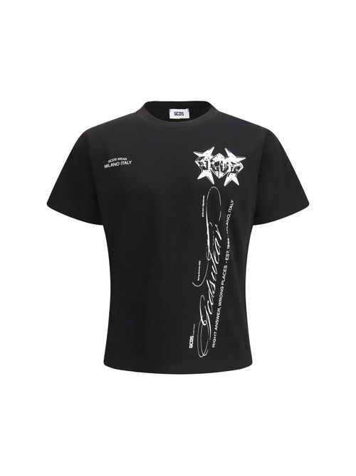 History Print Cotton T-Shirt — Black