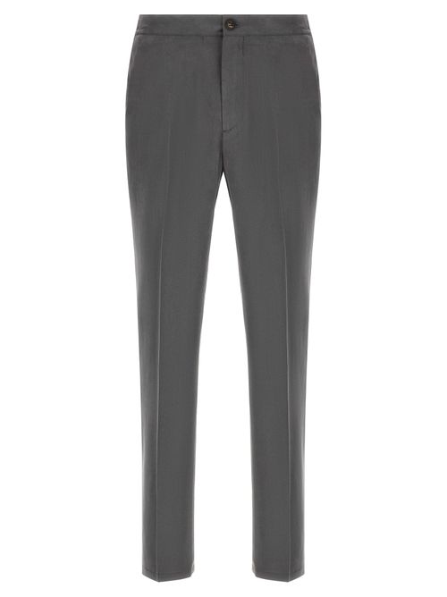 Lyocell Straight-Leg Trousers — Gray