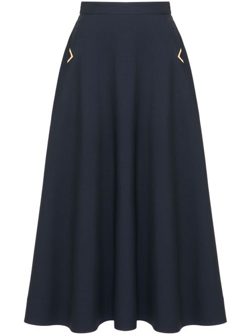 Crepe midi skirt - Blue