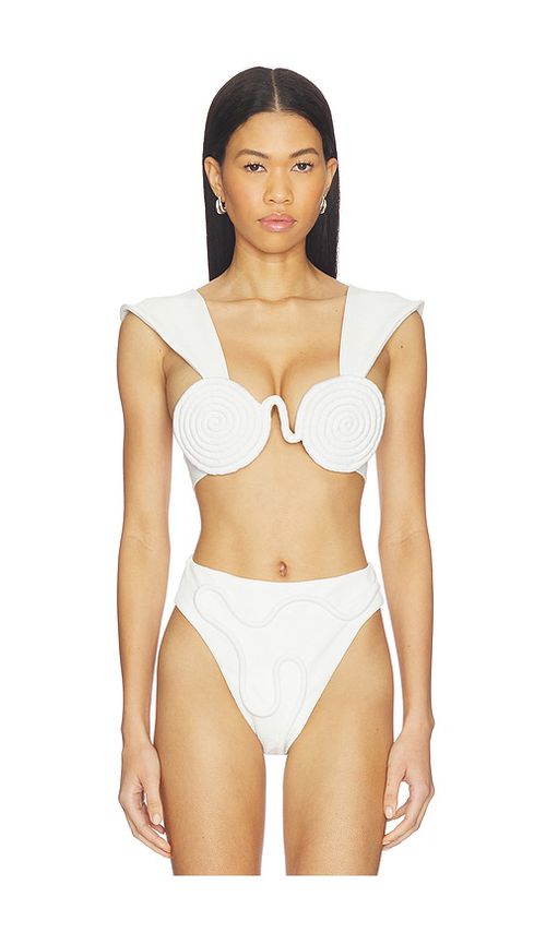 Nau Bikinis Athens Wide Strap Bikini Top in White. - M also in