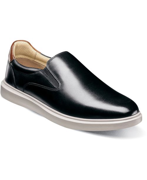 Men's Social Plain Toe Slip On Sneaker - BlackWhite