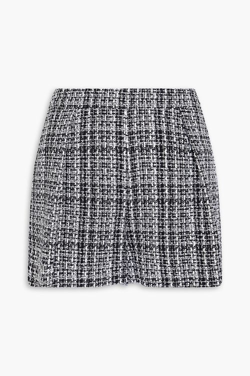 Pleated cotton-blend tweed shorts