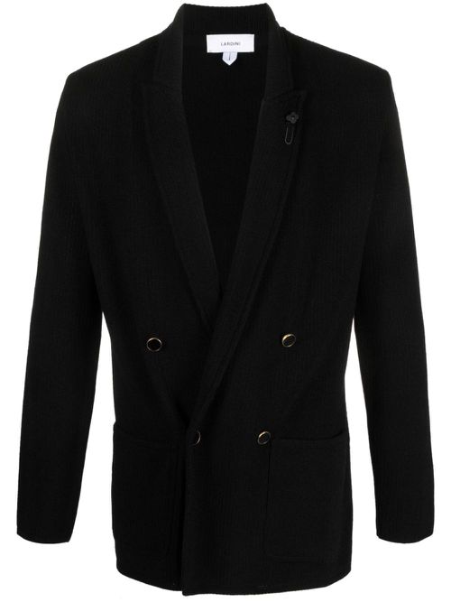 Knitted double-breasted blazer - Black