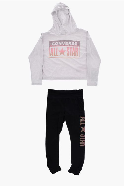 ALL STAR Embossed Glitter Jeggings and T-shirt with Hood Set
