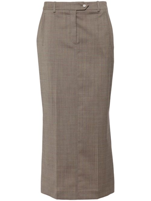 Tailored virgin wool pencil skirt - Brown