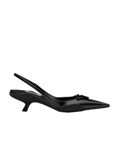 Brushed leather slingback pumps