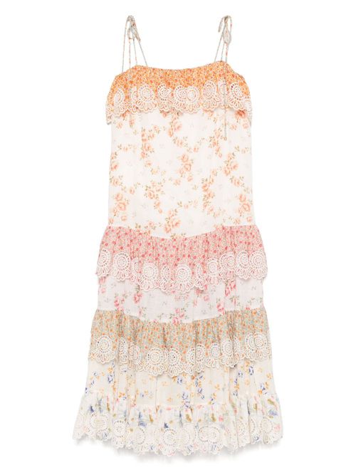 Floral-print midi dress - White
