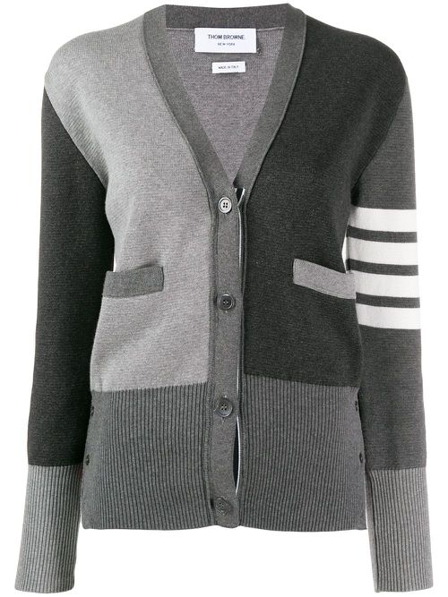 Funmix 4-Bar v-neck cardigan - Grey
