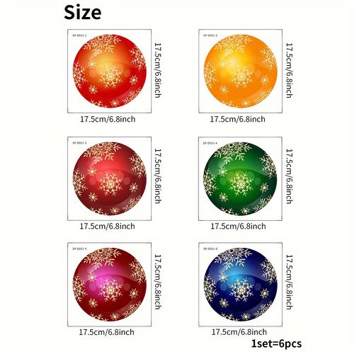 TEMU 6pcs 1set Christmas Decorative Wall Sticker Floor Sticker Creative Snowflake Color Ball Pattern Living Room Bedroom Bathroom Floor Sticker