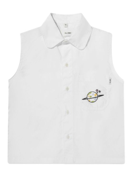 Embroidered-detail cotton tank top - White